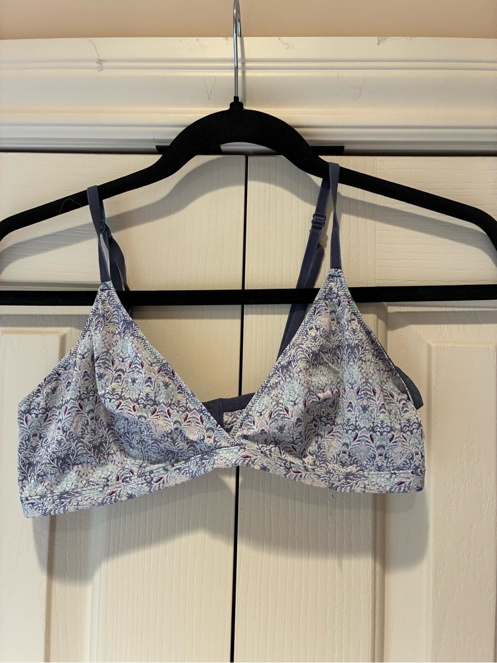 Light Blue & Navy Floral Wireless Bralette size small